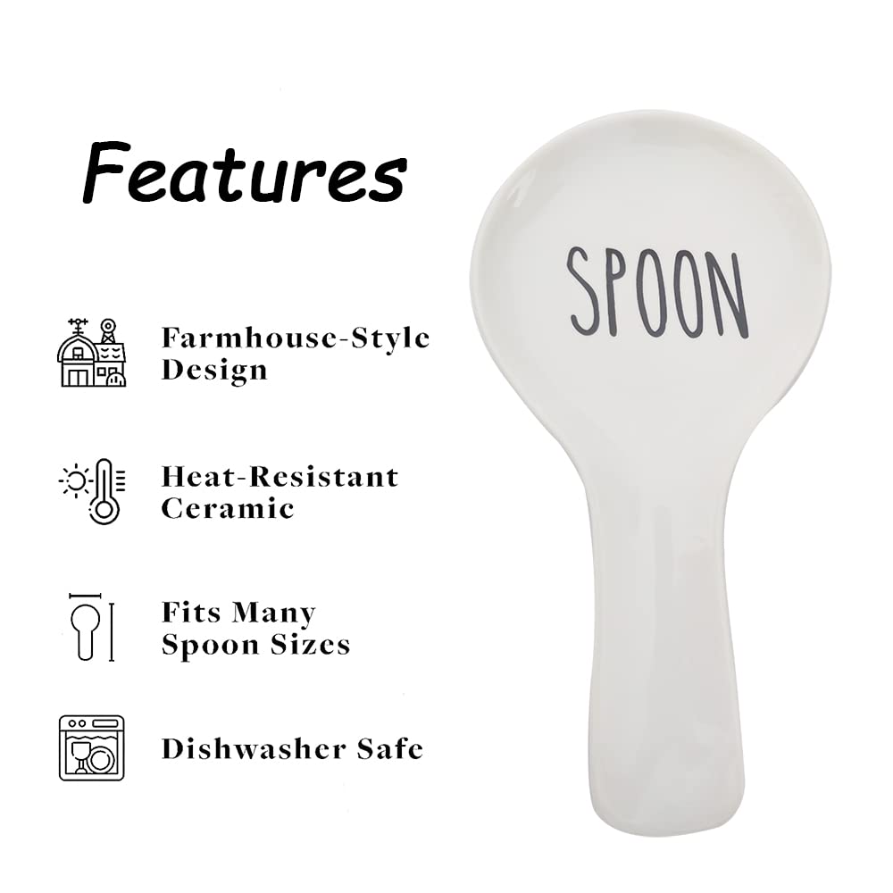 Premium Ceramic Spoon Rest for Kitchen Counter - Large Cooking Utensil Holder with Non-Slip Base | Perfect for Stovetop, Countertop & Serving Dishes | Essential Kitchen Gadget & Accessory