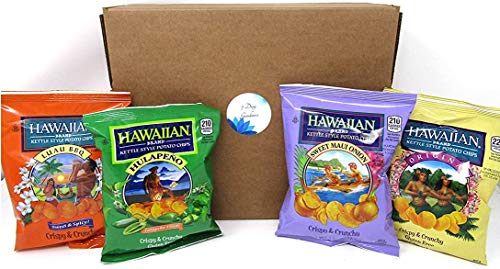 Hawaiian Brand Assorted Kettle Style Potato Chips Bundle - Sweet Maui Onion, Luau BBQ, Jalapeño & Original Flavors | Crunchy Snacks for Parties, Picnics & Movie Nights