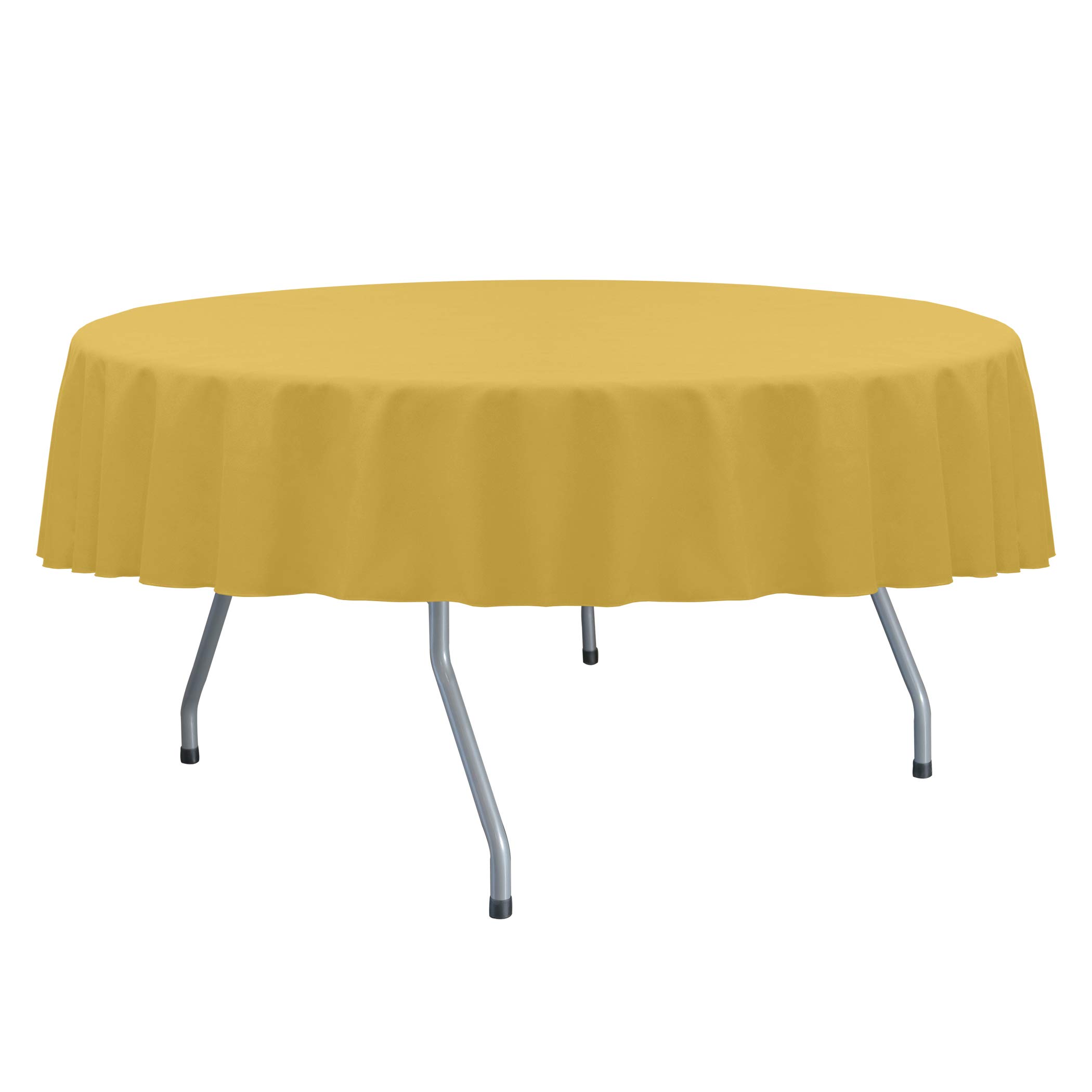 5-Pack 60-Inch Round Cotton-Feel Fine Dining Tablecloth - Premium Gold Table Cover for Tables Under 60