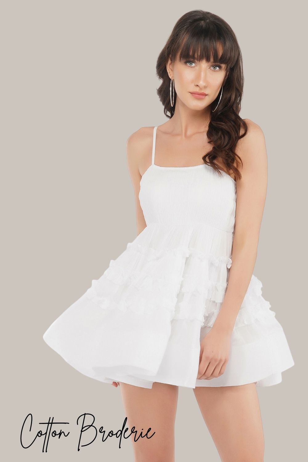 Bethan White Cotton Lace Mini Dress - Elegant Summer Party Outfit for Women | Perfect for Weddings, Dates & Special Occasions