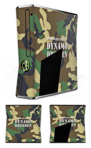 Official Licensed Xbox 360 Slim Skin Sticker - SG Dynamo Dresden Camouflage Design | Compatible with Microsoft Xbox 360 Slim Console | Perfect for Gaming Protection & Customization