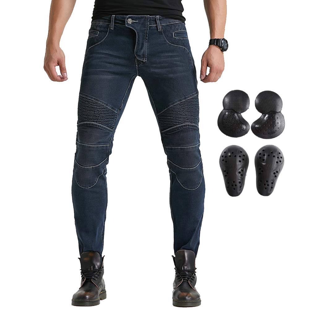 2019 Men's Motorcycle Riding Jeans - Biker Pants with Anti-Fall Protection for Racing & Motorbike (XXL 36, Waist 37
