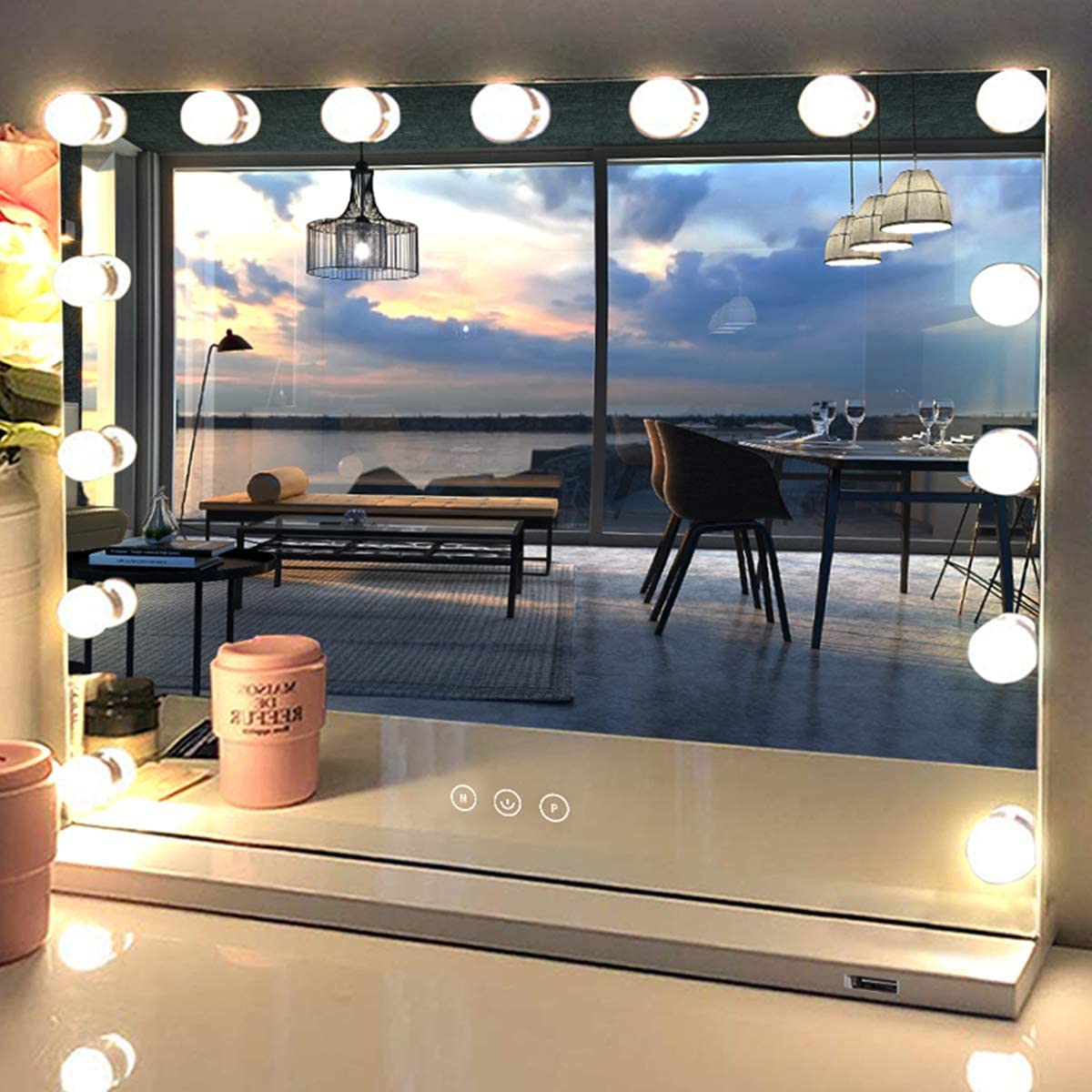 Hollywood LED Makeup Mirror with Lights - Dimmable Vanity Mirror for Bedroom & Dressing Table