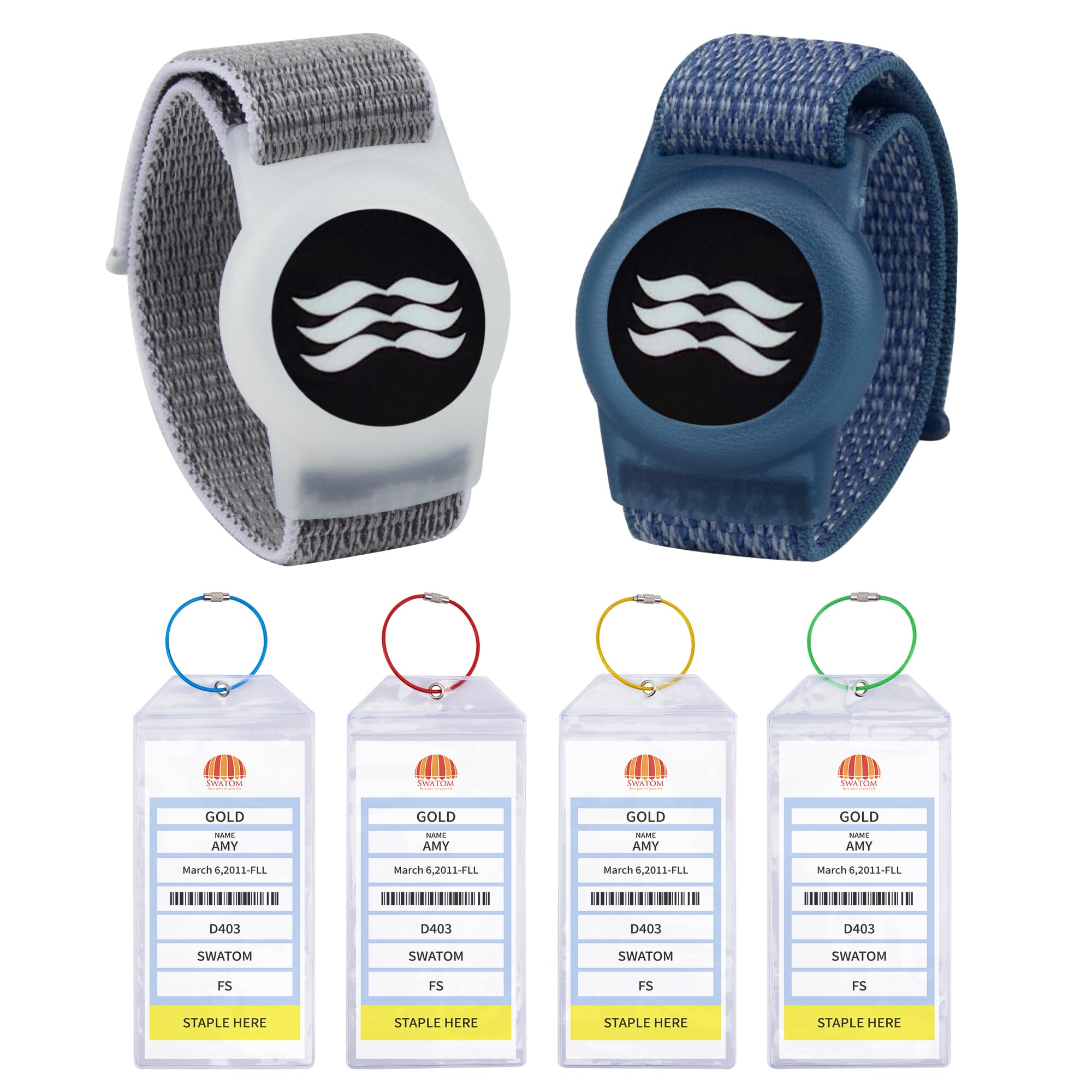 SWATOM 2PCS Nylon Princess Cruise Medallion Holder & 4PCS PVC Luggage Tags Set - Waterproof Clear Suitcase Tags with 4 Color Steel Loops (7.3x3.5 Inch) for 2024-2025 Cruises - Perfect for Cruise Vacation, Travel Accessories & Gift Ideas