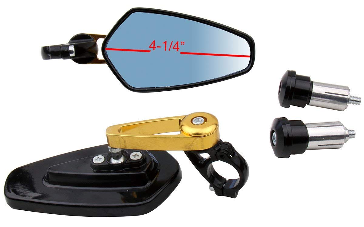 Black Arrow Bar End Mirrors with Golden Stem - Compatible for 2005 Honda Shadow VLX 600 VT600C - Motorcycle Safety Accessories for Cruiser Bikes - Perfect for Highway Riding and Urban Commuting
