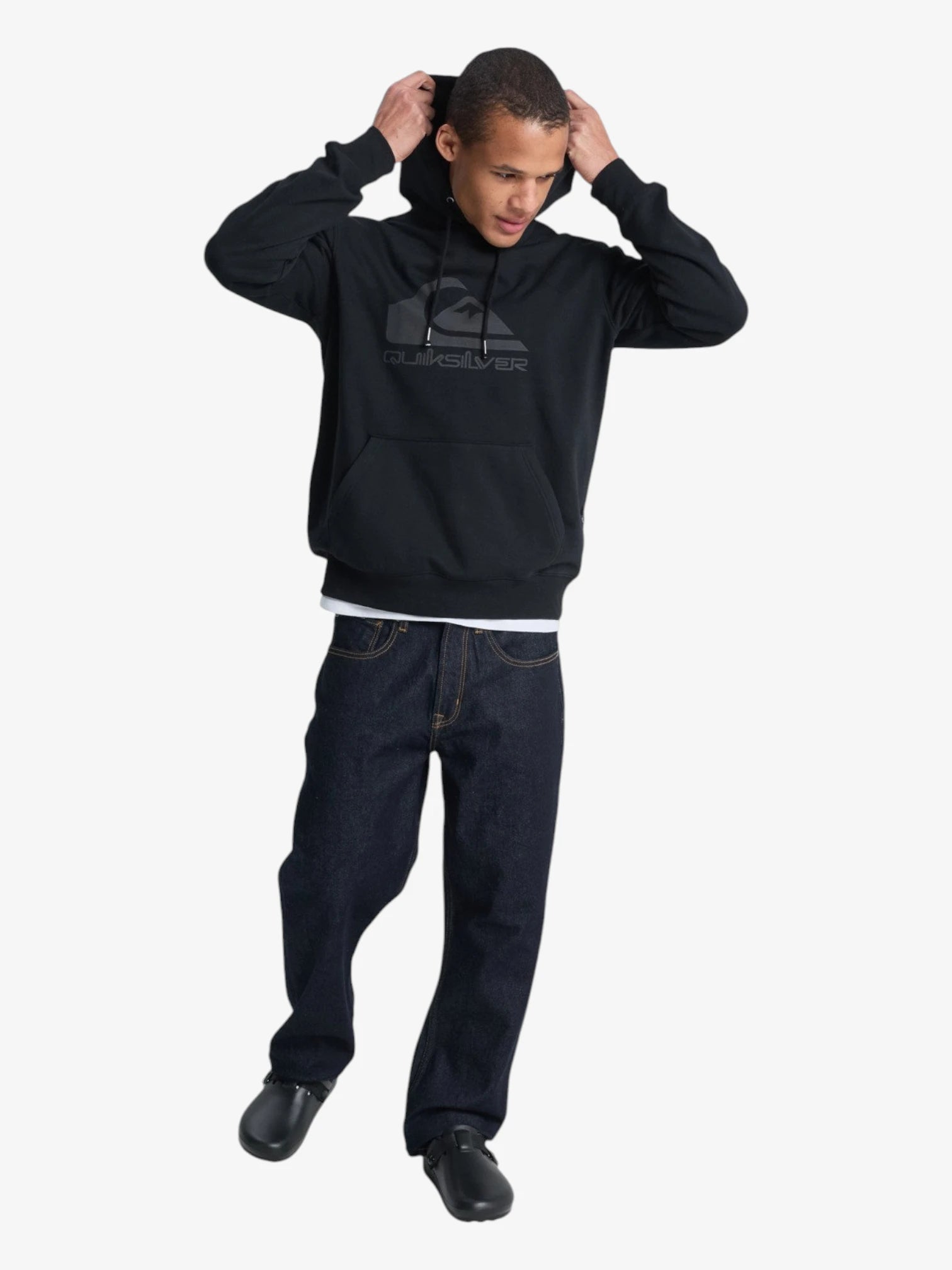 Quiksilver Cang Logo Hoodie - Men's Black Pullover Sweatshirt for Casual Wear & Outdoor Activities
