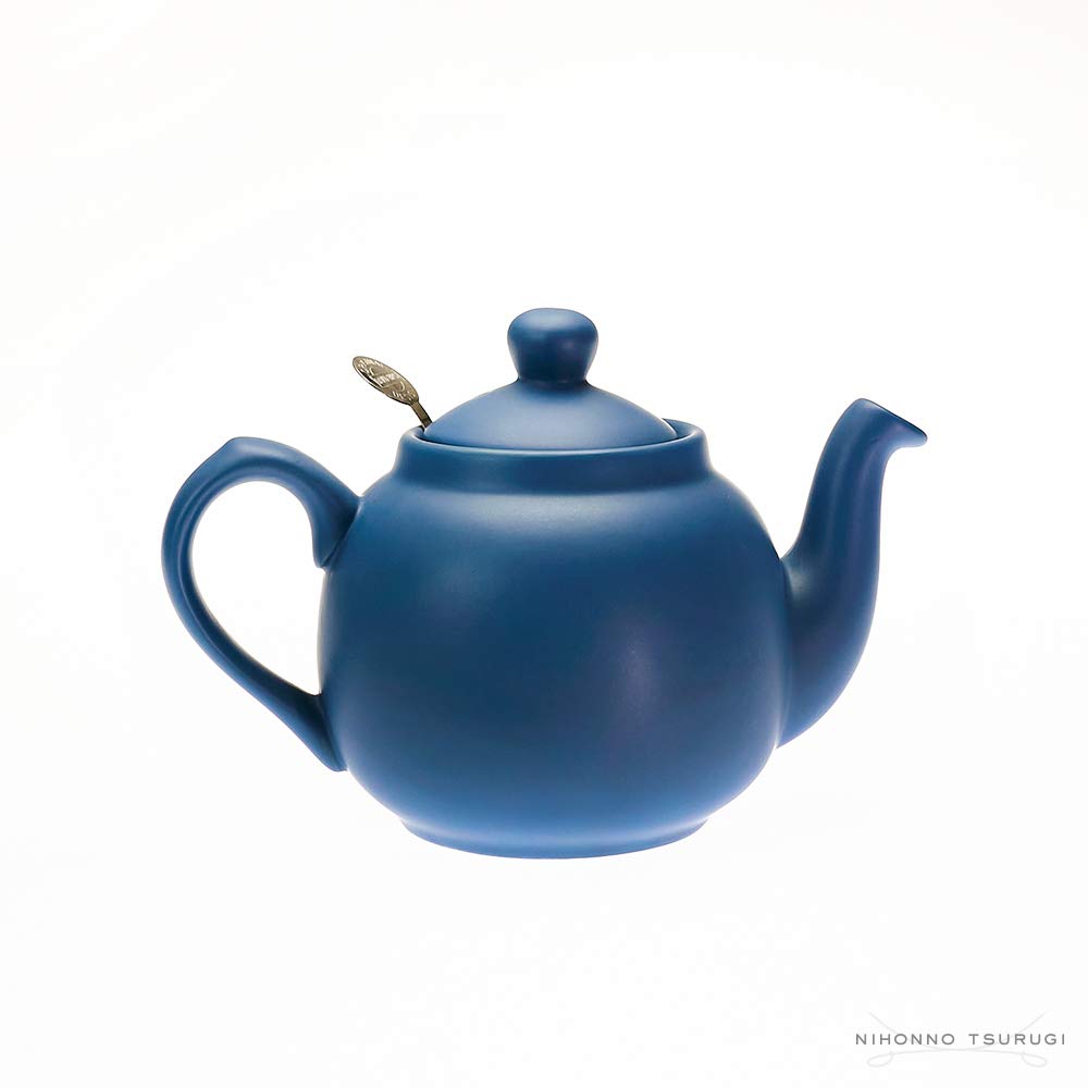 Nordic Blue Ceramic Farmhouse Teapot with Infuser - 2 Cup (600ml) Capacity, Gift Box Included - Perfect for Afternoon Tea, Gifts & Home Decor