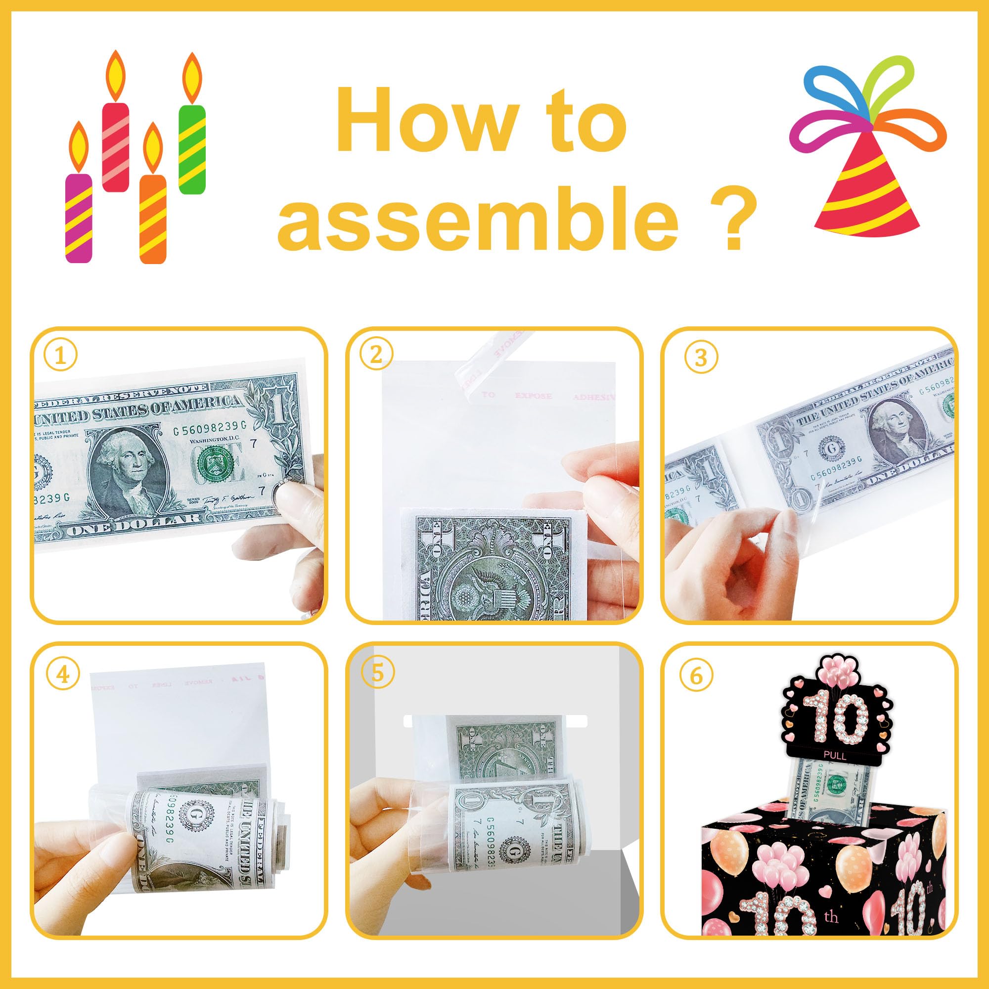 10th Birthday Money Gift for Kids - Cash Gift for Boys & Girls - 35PCS Birthday Party Decorations & Supplies - Perfect for Birthday Surprise Parties & Celebrations