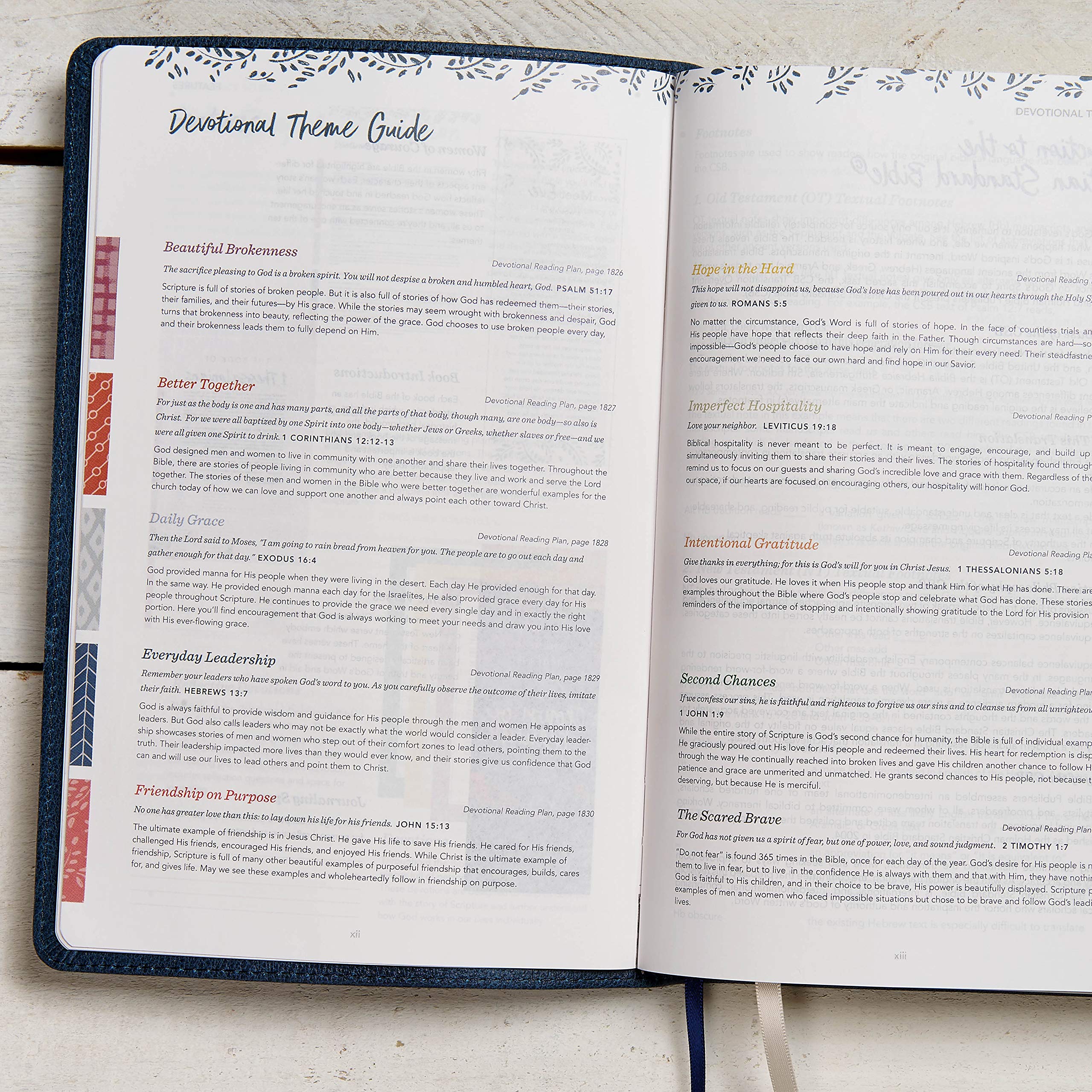 CSB Devotional Bible - Navy Genuine Leather, Devotionals & Journaling for Daily Bible Study