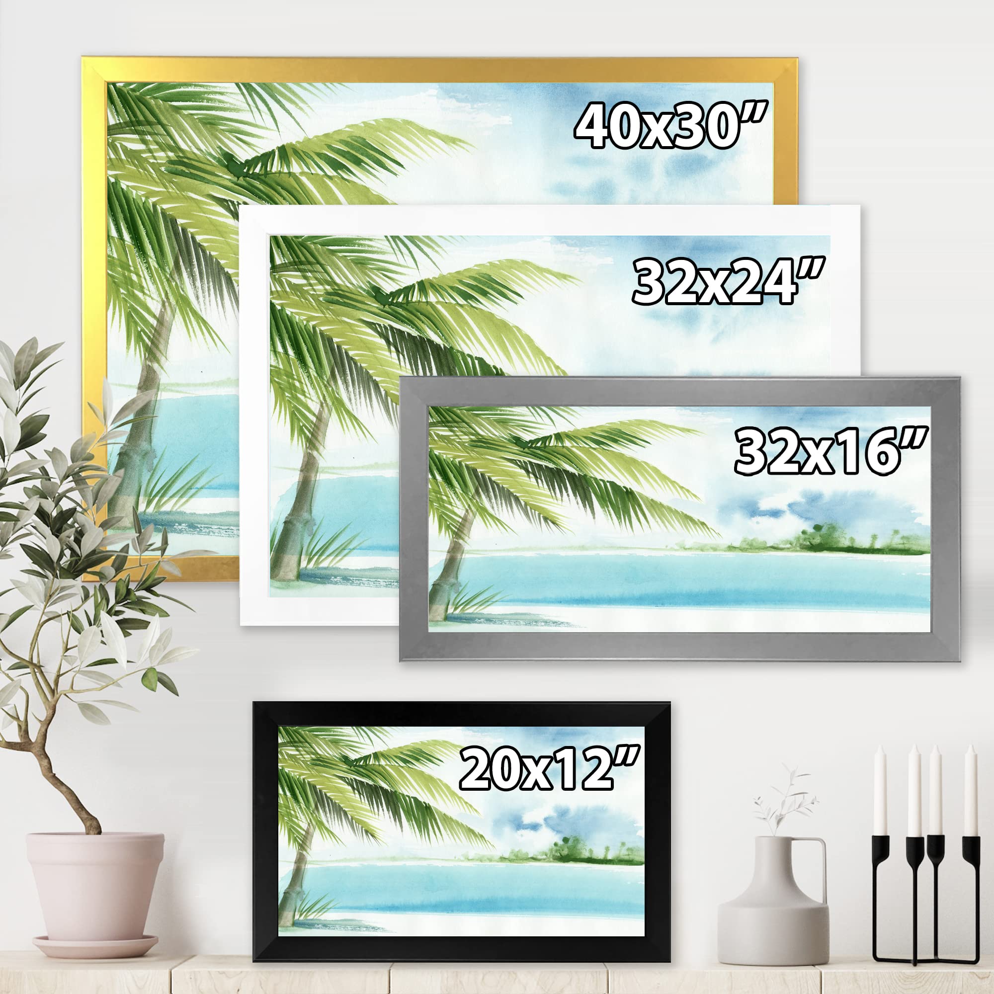 Palm Beach Resort At Dawn Framed Wall Art - Coastal & Nautical Decor for Living Room, Bedroom, or Beach House