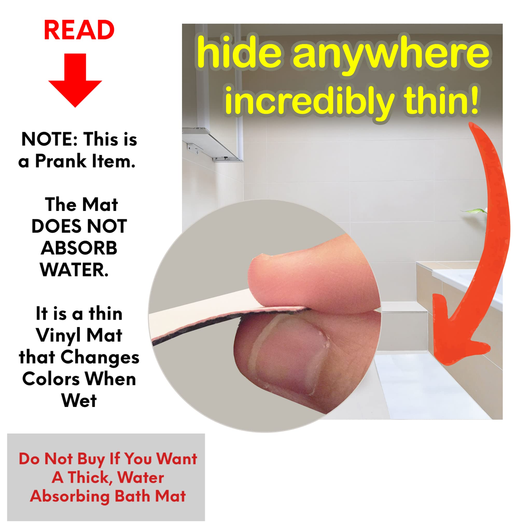 Bloody Mat - Red Wet Vinyl Floor Mat for Bathroom & Kitchen, Non-Absorbent 13x22 Inches - Magic Disappearing Footprints for Home Safety & Fun (Great for Halloween, Prank Gifts & Wet Areas)