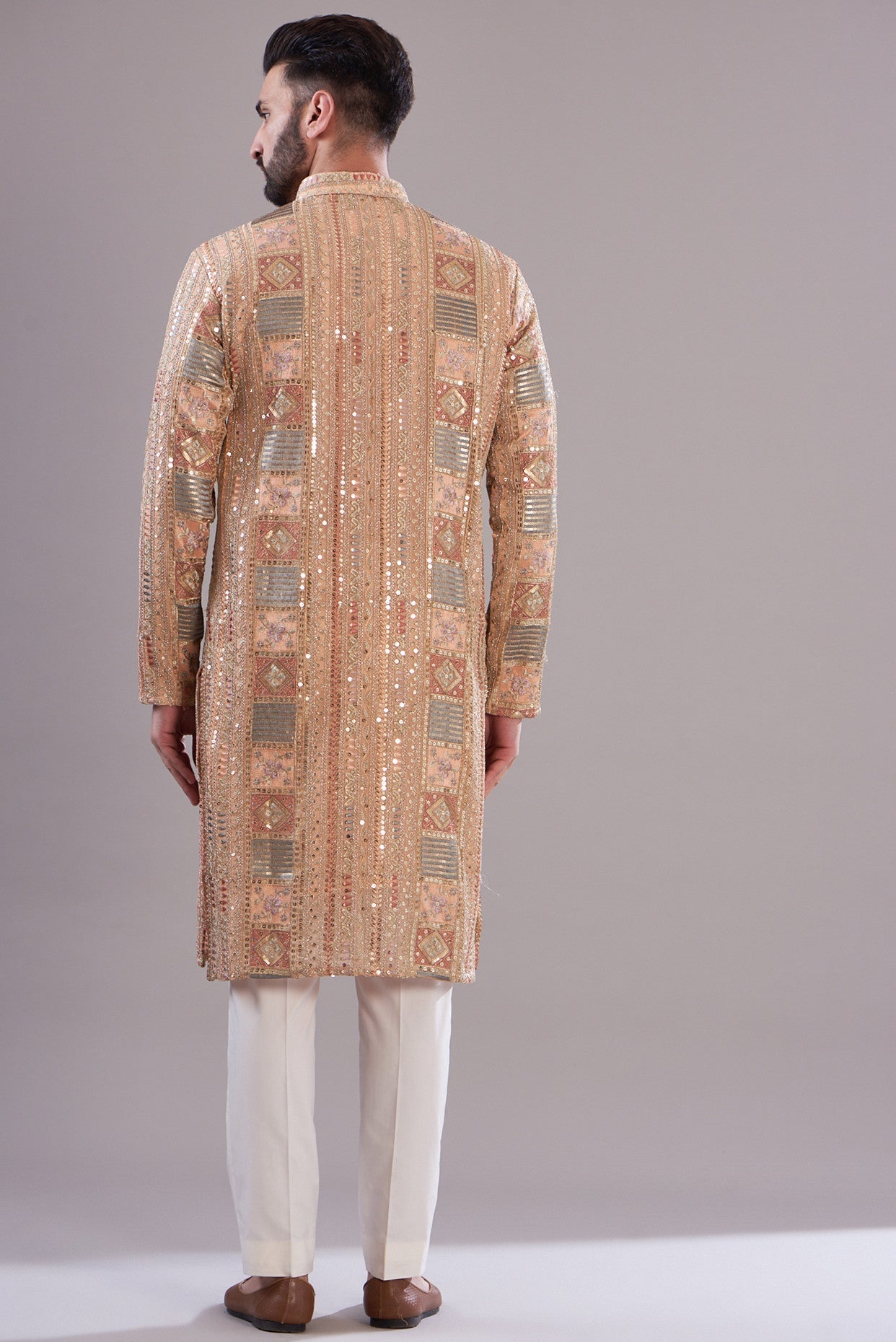Peach Embroidered Kurta for Women - Traditional Indian Cotton Tunic Top - Perfect for Festivals, Weddings & Casual Wear