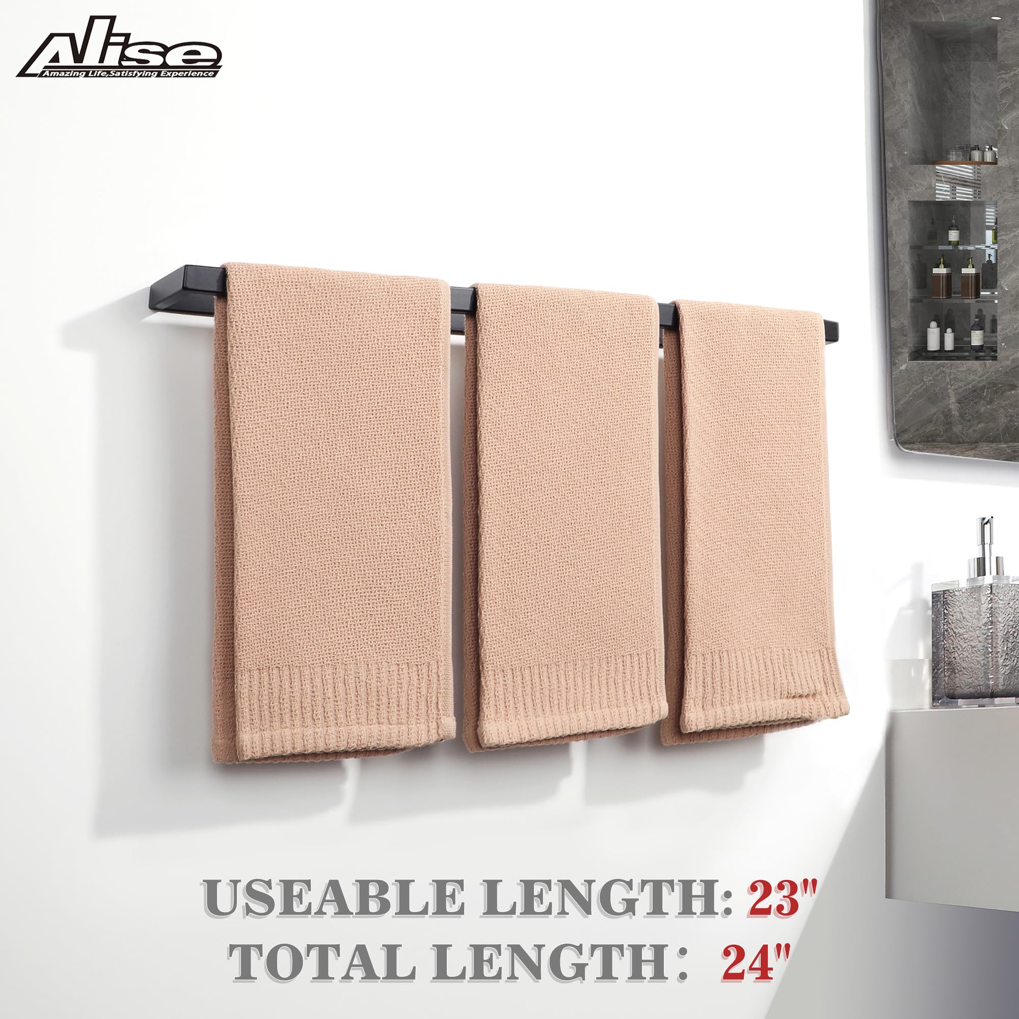 24 Inch Stainless Steel Bath Towel Bar - SUS304 Matte Black Wall Mounted Towel Holder for Bathroom, Lavatory & Hand Towel Hanging - Perfect for Modern Home, Spa & Hotel Decor