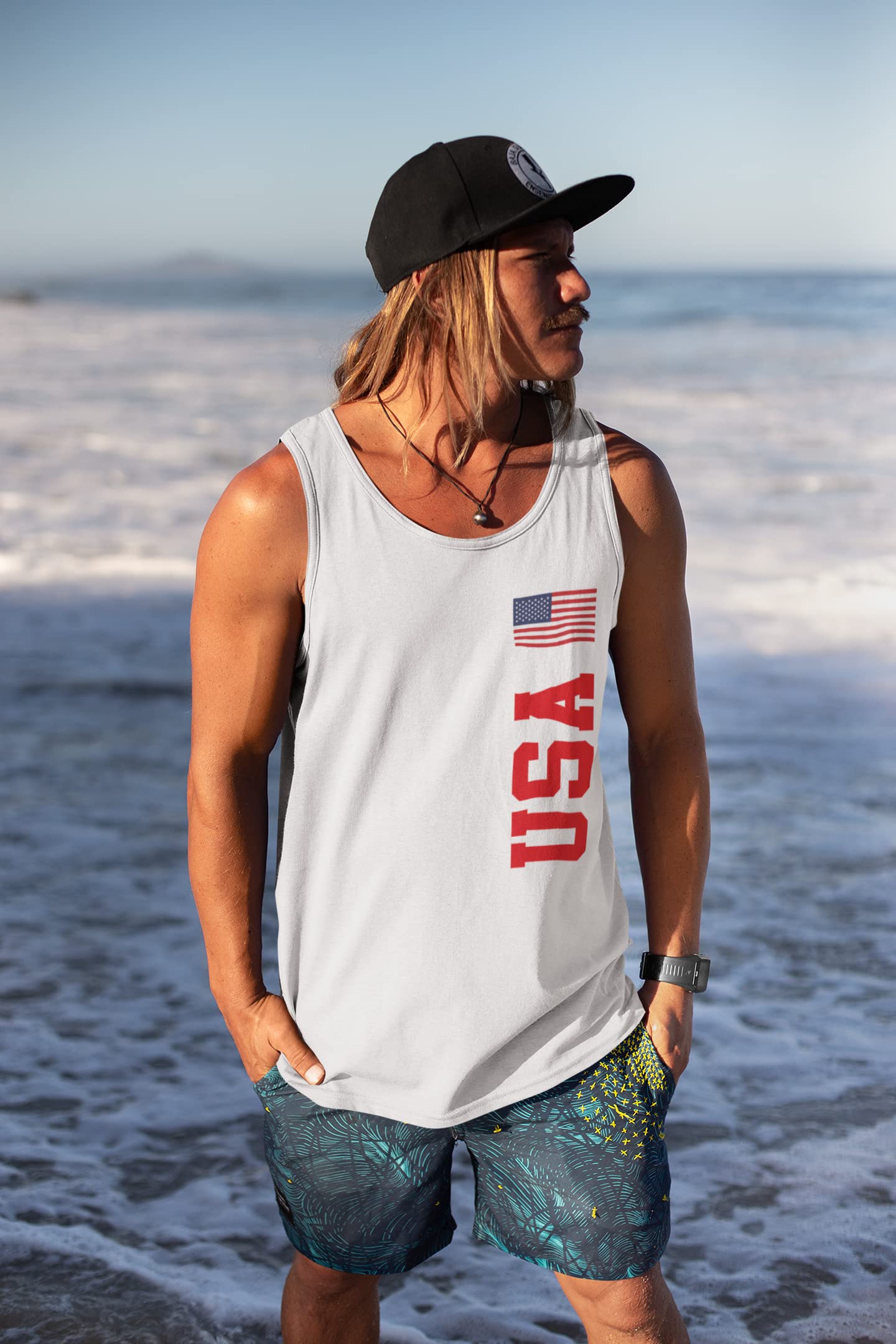 USA World Cup White Adult Tank Top for Men - X-Large Size - Perfect for Soccer Games, Sports Events & Casual Wear