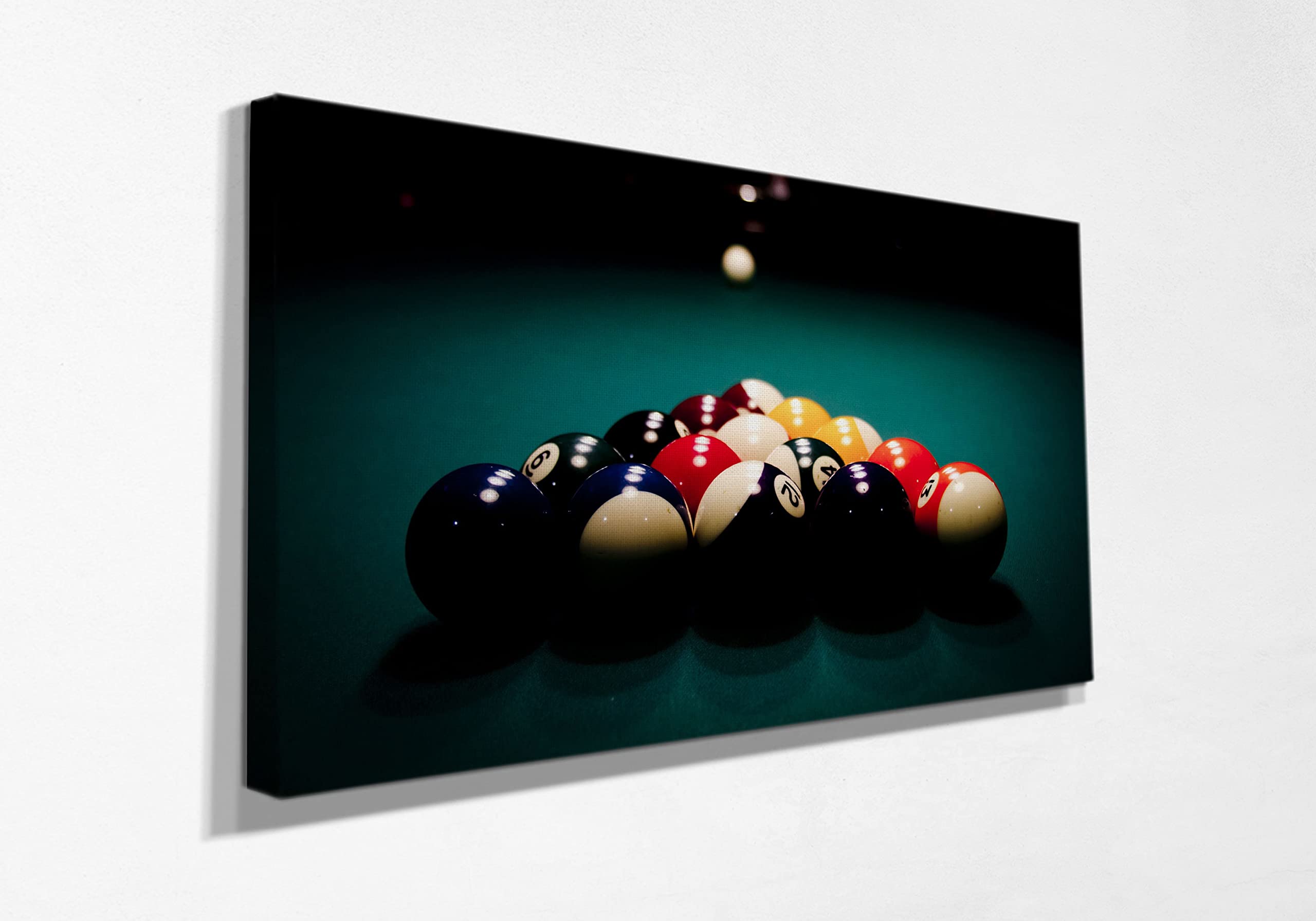 Billiards Pool Sports Canvas Wall Art - Handmade Printed Picture for Home Decor - Ready to Hang Painting for Bedroom, Living Room, Kids Room & Kitchen (19x28 Inches) - Perfect for Game Rooms, Sports Bars & Man Caves