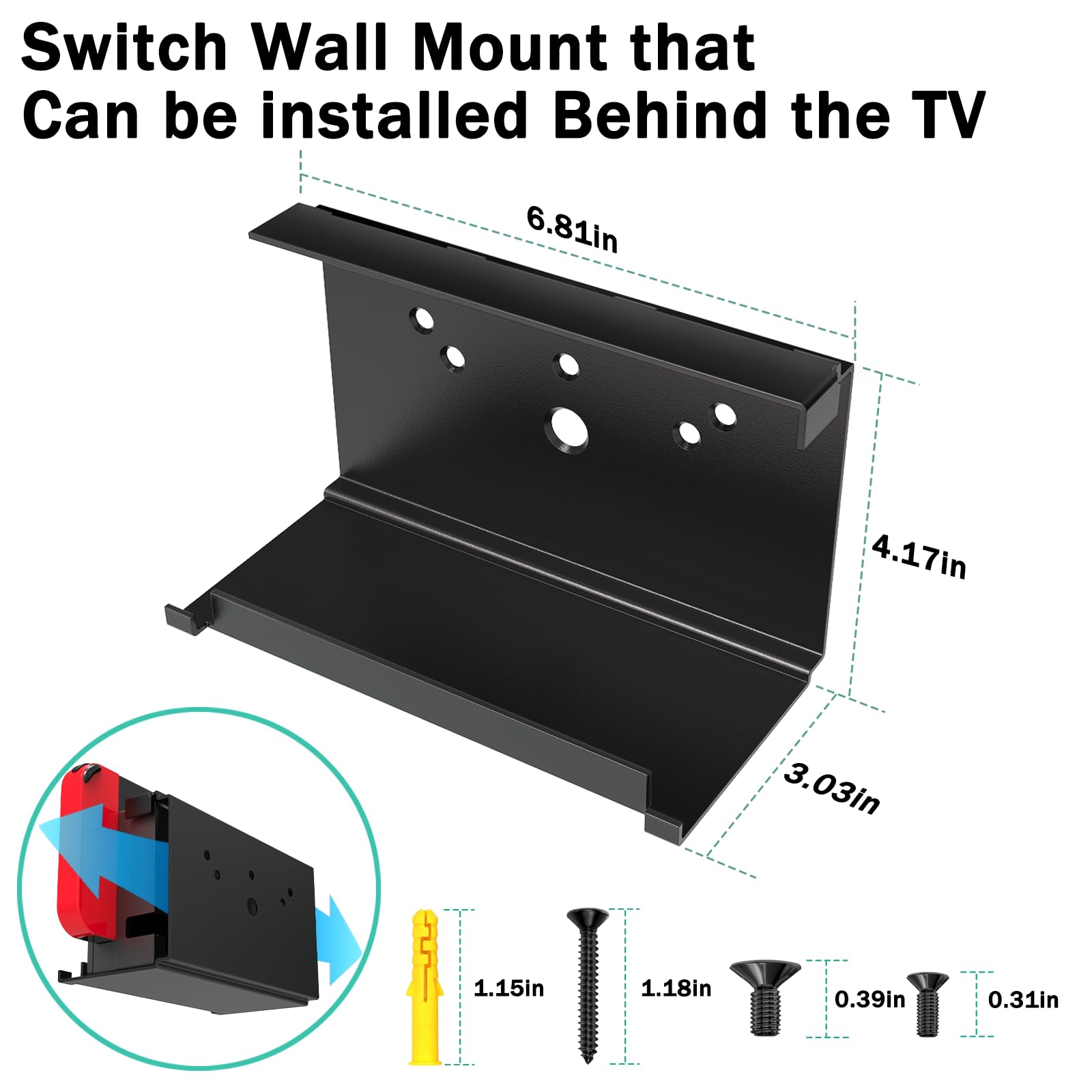 Nintendo Switch Wall Mount Bracket - Universal Holder for Switch & Switch OLED - Secure Console Storage Kit - Perfect for Living Room, Bedroom, or Gaming Setup