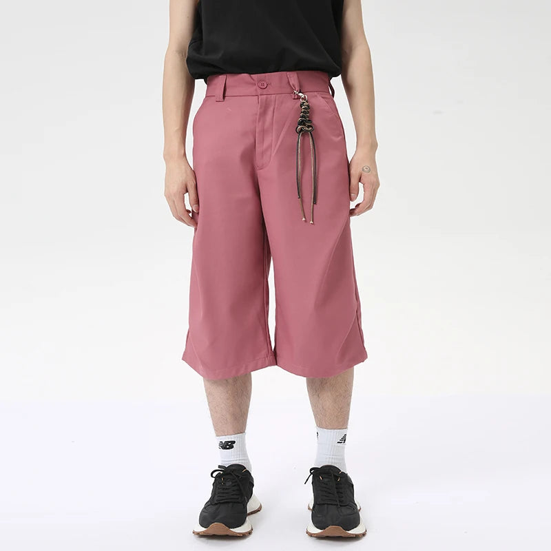 American Style Solid Color Men's Casual Shorts | Straight Loose Fit Wide Leg Summer Shorts for Men | Trendy Sling Trousers | Perfect for Beach, Vacation, and Everyday Wear