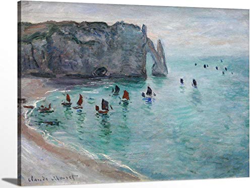 Claude Monet 'Fishing Boats Leaving The Harbour' Impressionist Oil Painting Reproduction - Premium Gallery Wrapped Canvas Wall Art for Living Room, Bedroom & Office Decor | Museum-Quality Fine Art Print for Home & Workspace