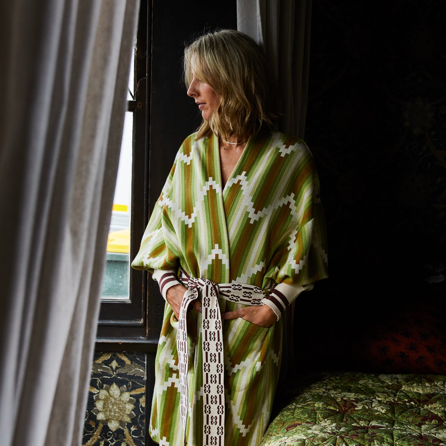 Luxury Nisha Jacquard Robe for Women - Elegant Floral Kimono Robe with Pockets - Perfect for Spa, Bridal Shower & Loungewear