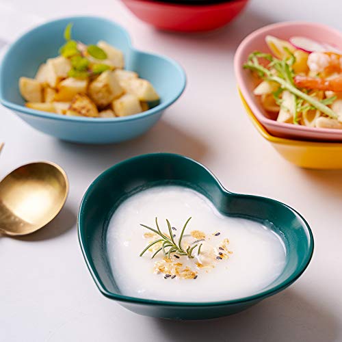 Heart-Shaped Porcelain Ramekin Bowls - Set of 4 Matte Finish Souffle & Creme Brulee Dishes for Baking, Desserts, and Elegant Dining