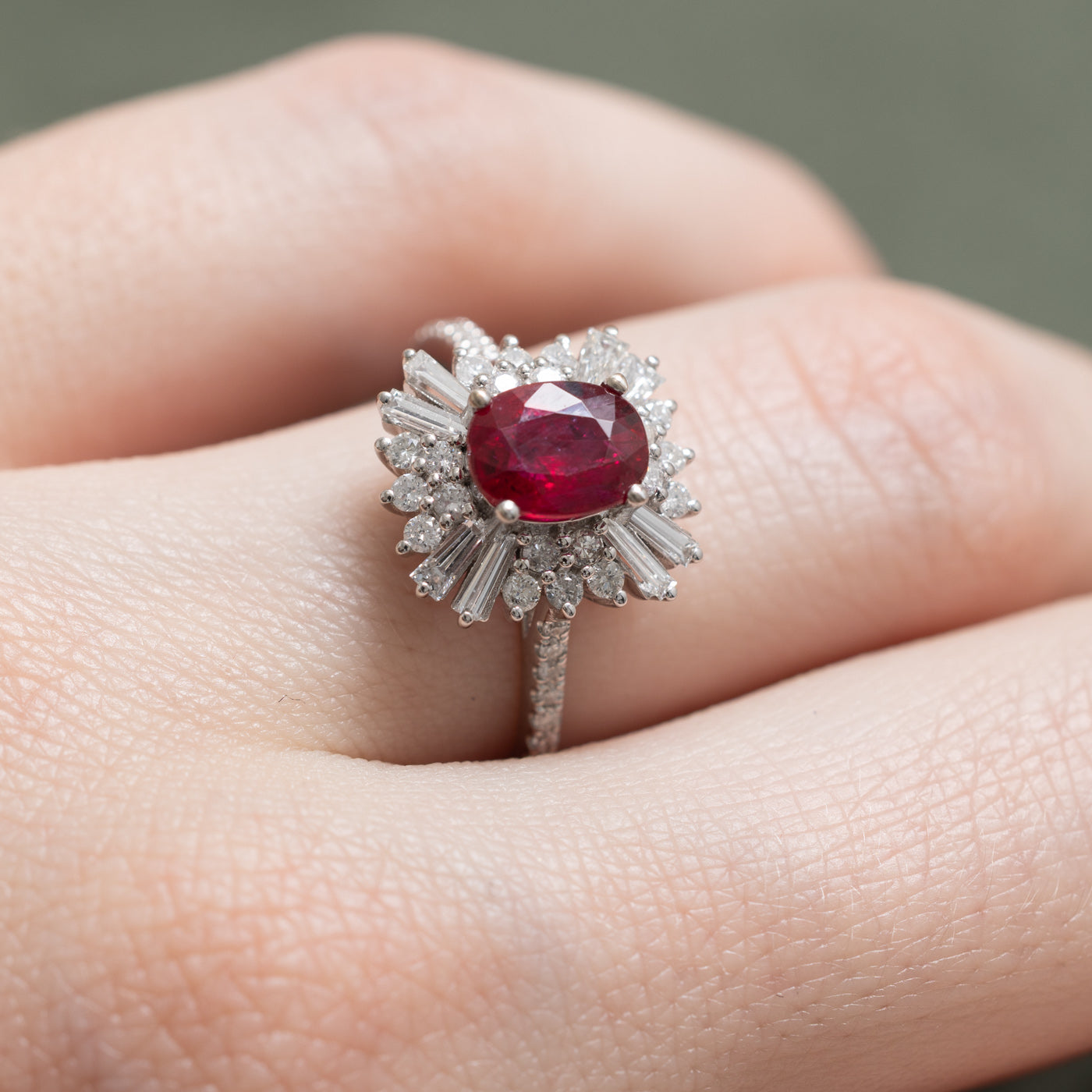 1.13ct Vivid Red Ruby & Diamond Halo Engagement Ring | 0.40ctw | Size 6 | Perfect for Wedding, Anniversary & Valentine's Day Gifts