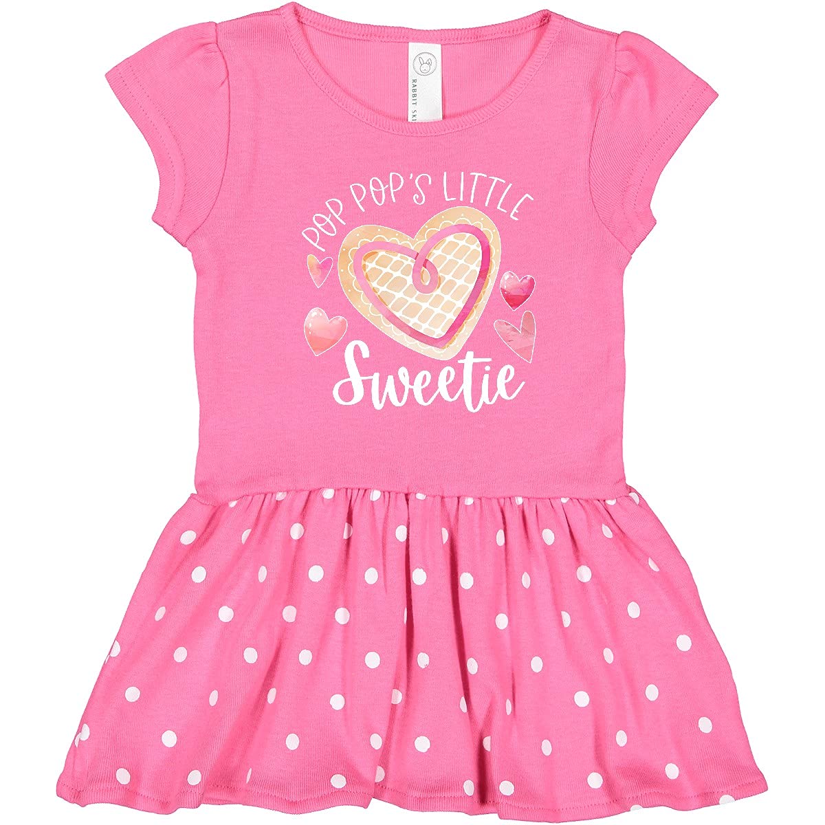 Inktastic Pop Pop's Little Sweetie Pink Heart Cookie Toddler Dress - Cute Baby Girl Outfit for Birthday, Family Photos & Special Occasions