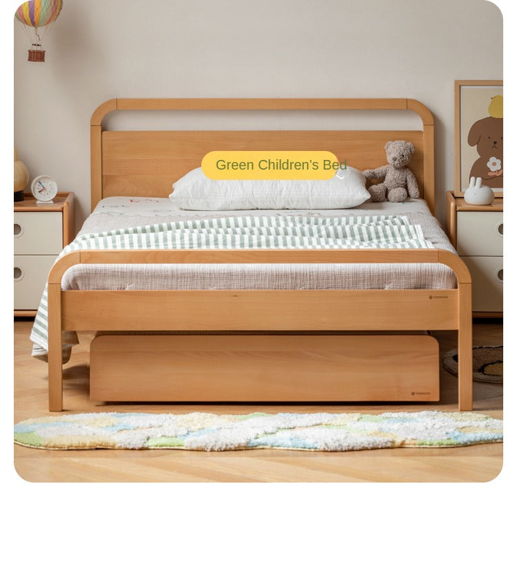 Solid Oak & Beech Wood Floor Bed with Pulley - Toddler Bed for Safe & Comfortable Sleep - Perfect for Montessori Bedrooms & Kids' Room Decor