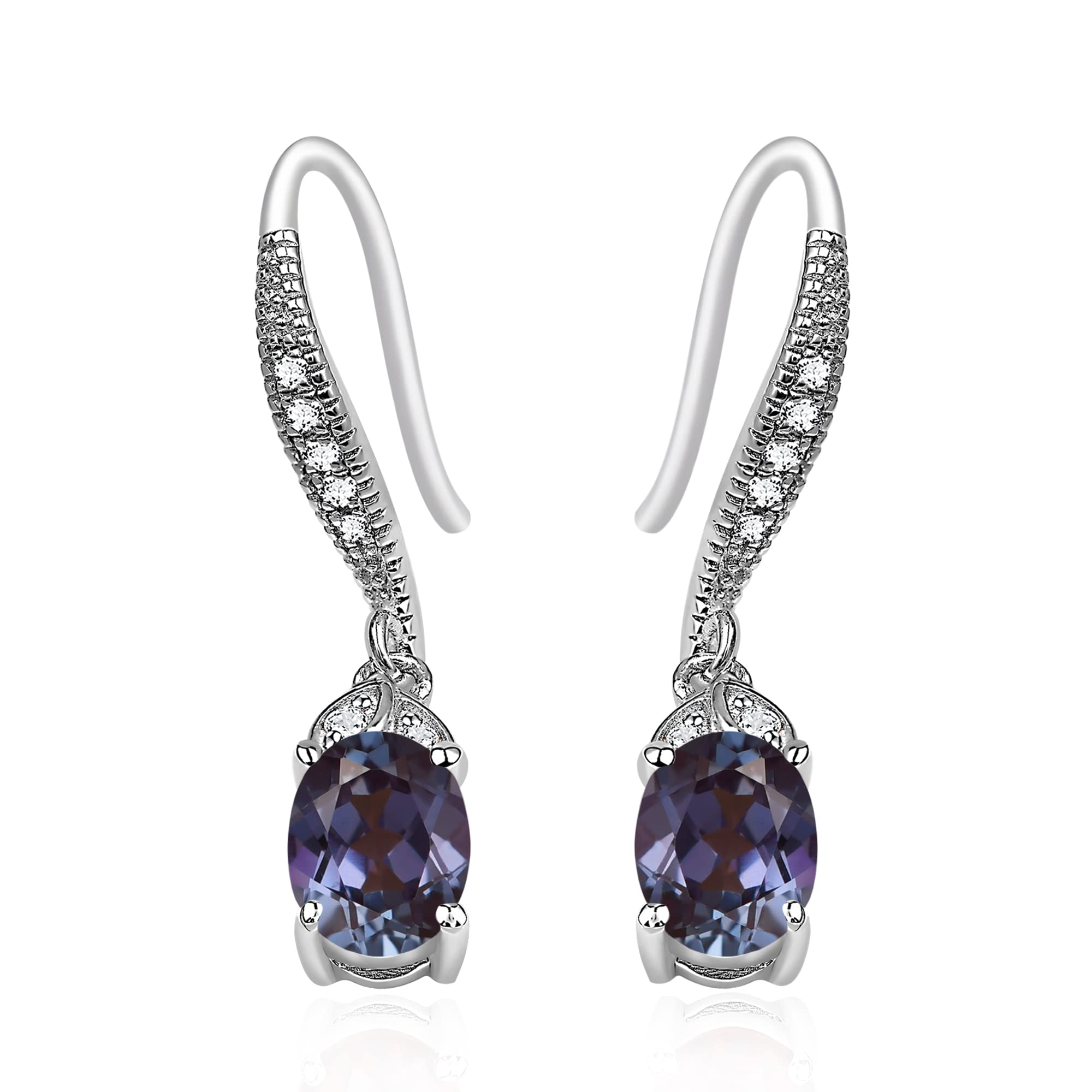 LUO 925 Sterling Silver Oval Dangle Earrings for Women - Elegant Bridal Wedding Jewelry Gift - Perfect for Weddings, Parties, and Special Occasions