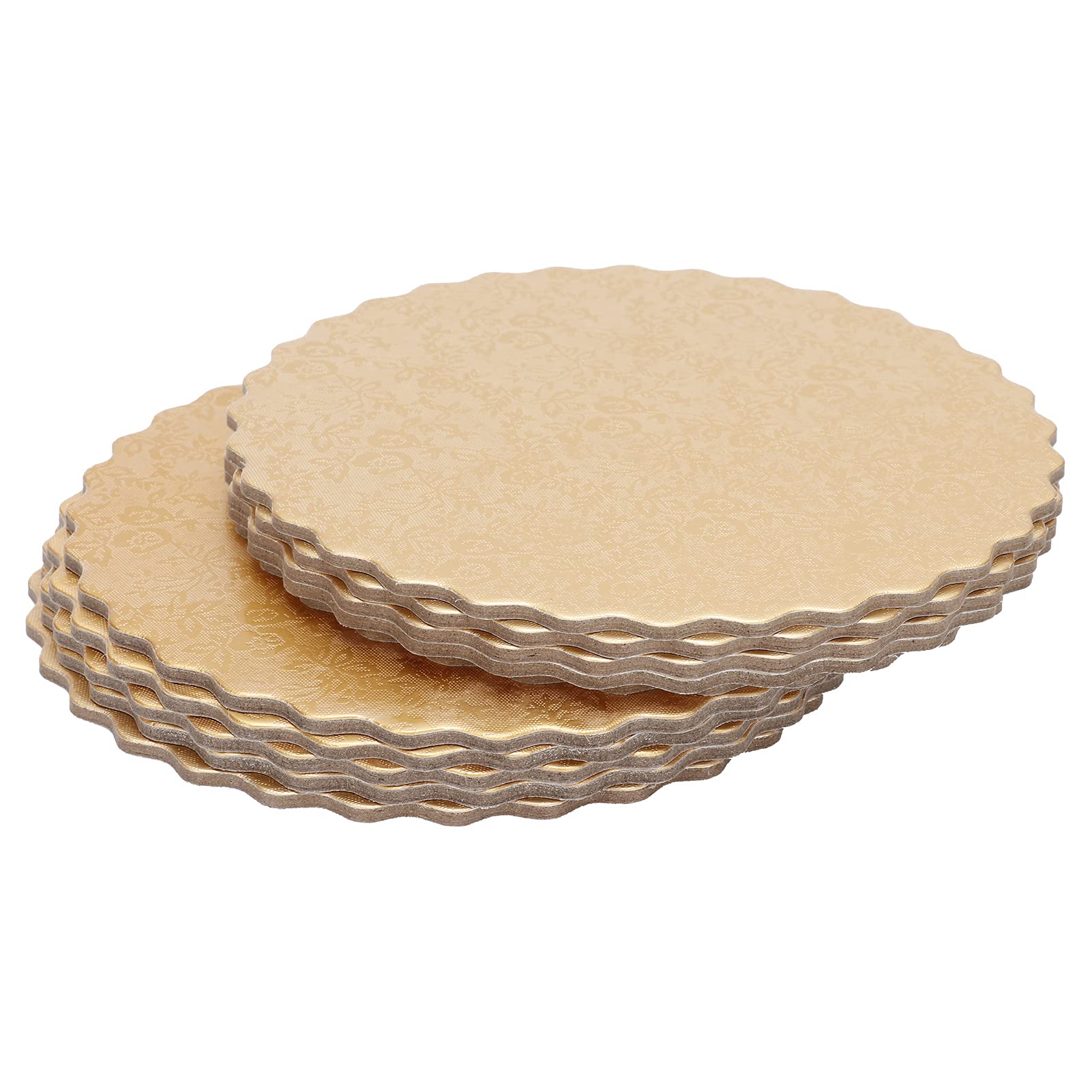 **8 Inch Round Cake Base Board - Gold & Silver 3mm Reusable Lace Decorated Cake Stand for Strawberry, Mousse, Muffin & Biscuit Cakes - Perfect for Weddings, Birthdays & Baking Parties**
