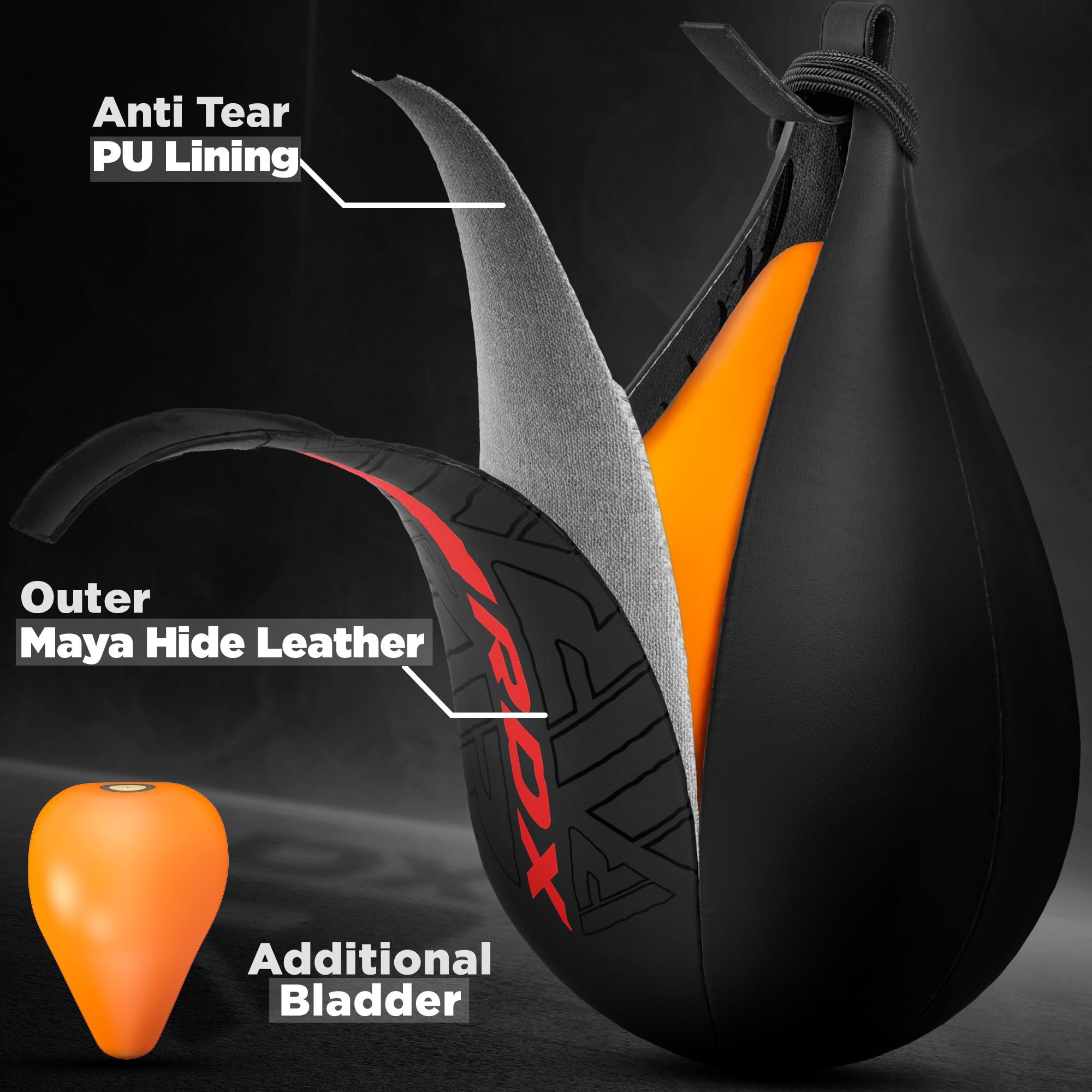 RDX Speed Bag Boxing Ball and Swivel Set - Premium Maya Hide Leather Punching Bag for MMA, Muay Thai, Boxing Training | Includes Extra Bladder | Perfect for Home Gym, Martial Arts, Cardio Workouts & Fitness Training