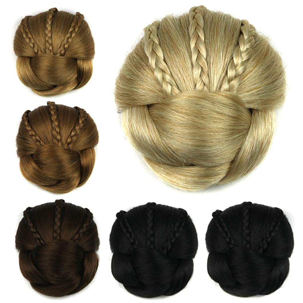 6 Colors Synthetic Braided Hair Bun Donut - Clip In Hair Rollers & Headwear Accessories for Women | Perfect for Parties, Weddings & Everyday Styling