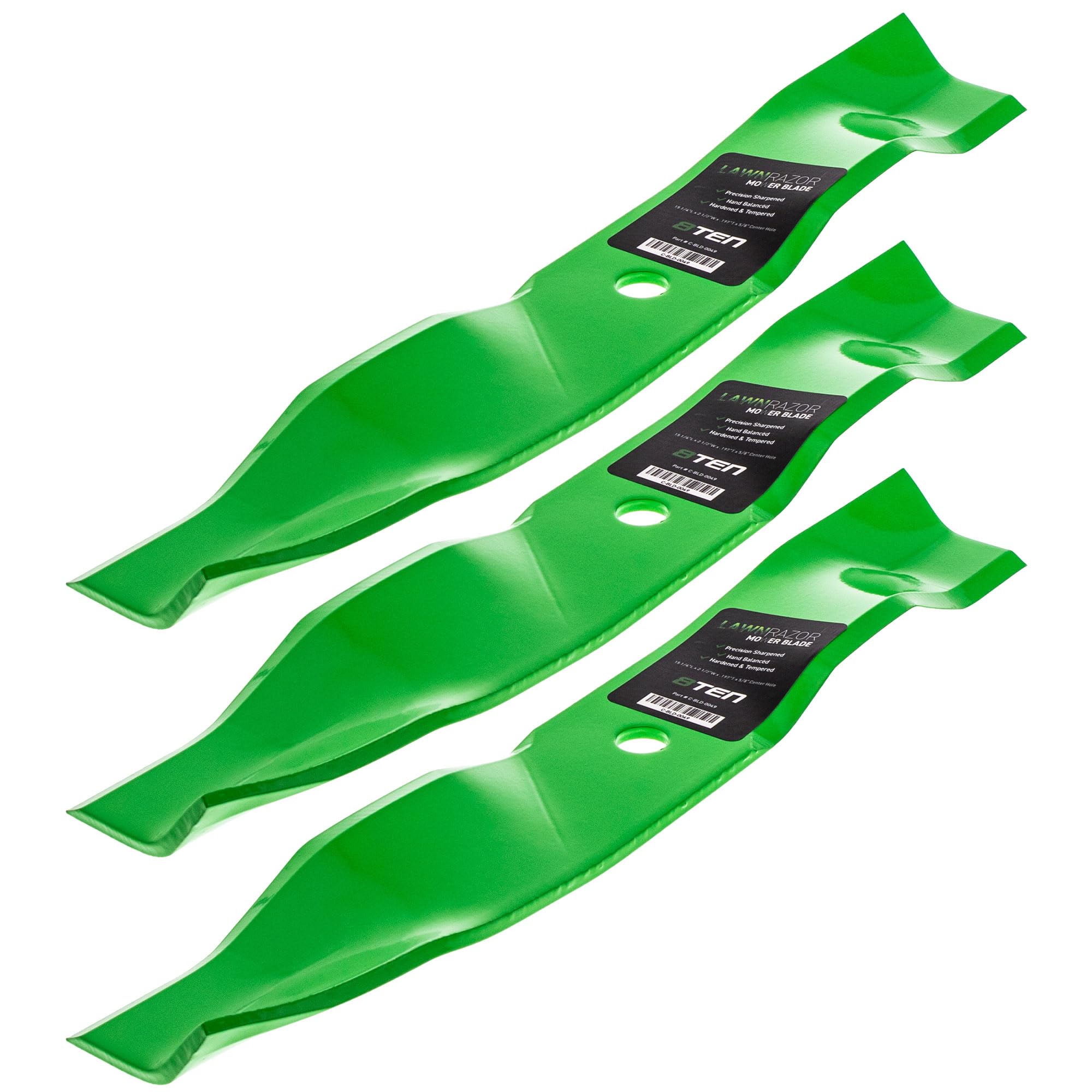 8TEN Spindle Mulching Blade Kit - 44 Inch Cut Deck Compatible with Exmark Lazer Z HP Zero Turn Mower (Model 103-1183) - Durable Replacement Blades for Lawn Mowing & Landscaping