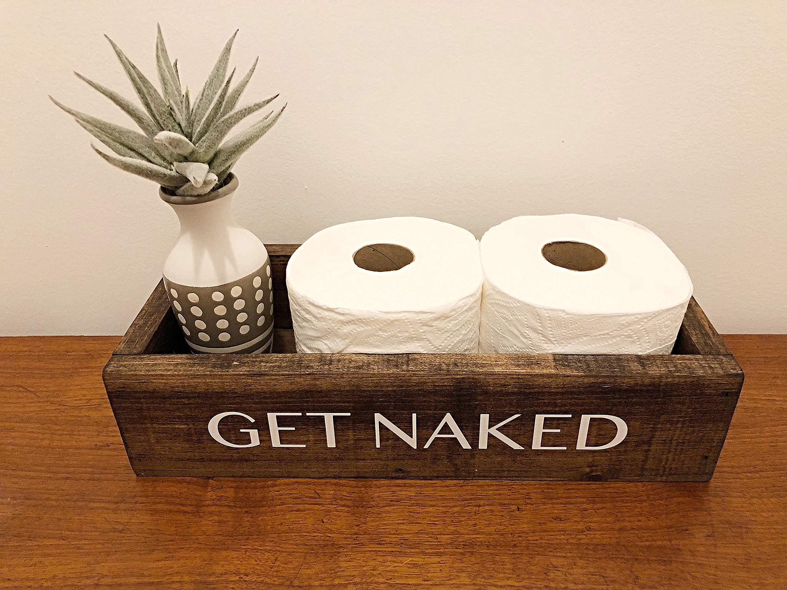 Naked Box Toilet Paper Holder - Rustic Farmhouse Bathroom Decor, Wooden Storage Box for Back of Toilet | Perfect for Small Bathroom Organization & Farmhouse Style Homes
