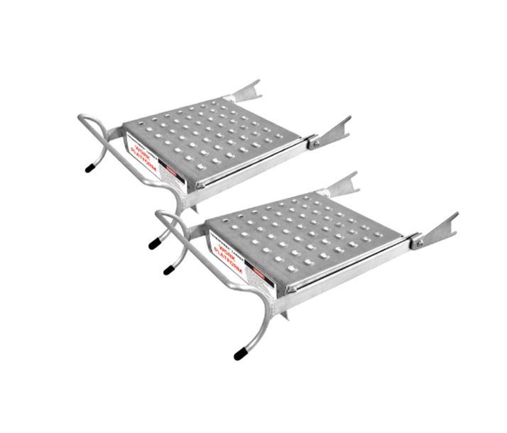 Transforma Ladder Work Platform - Adjustable Steel Step Ladder with Safety Rail for Home Improvement, Warehouse & Construction Use