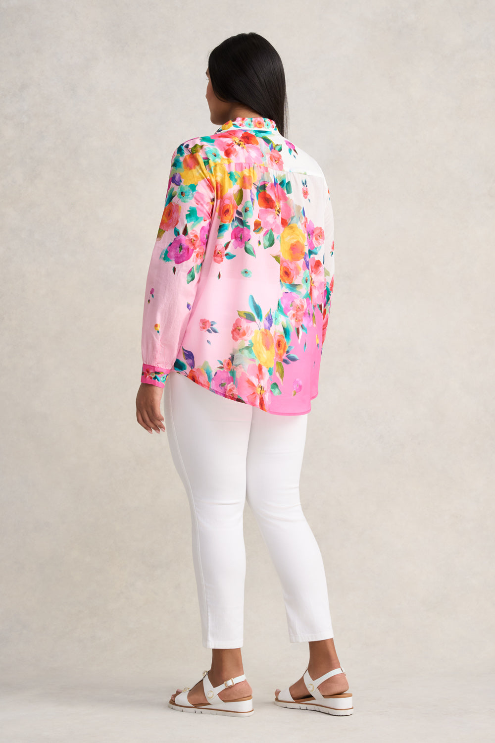 Stylish Rose Border Print Cotton Shirt for Women - Casual Summer Blouse with Floral Design - Perfect for Beach Outings, Date Nights & Office Wear