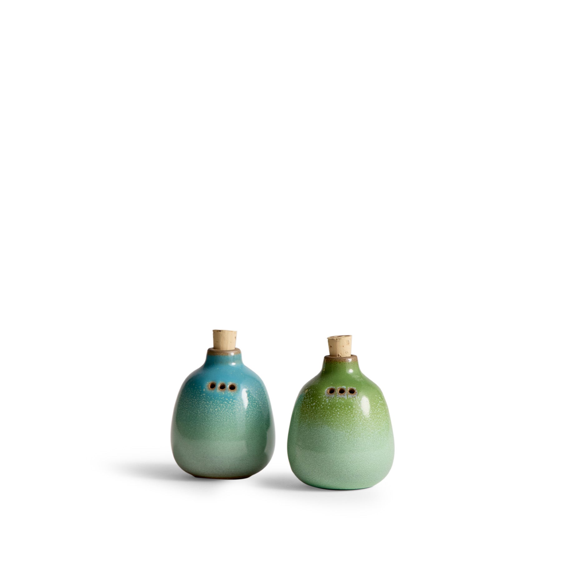 Premium Salt and Pepper Shakers Set - Cyan, Kitchen Green & Grass Colors - Perfect for Dining Tables, Kitchen Countertops & Gift Giving