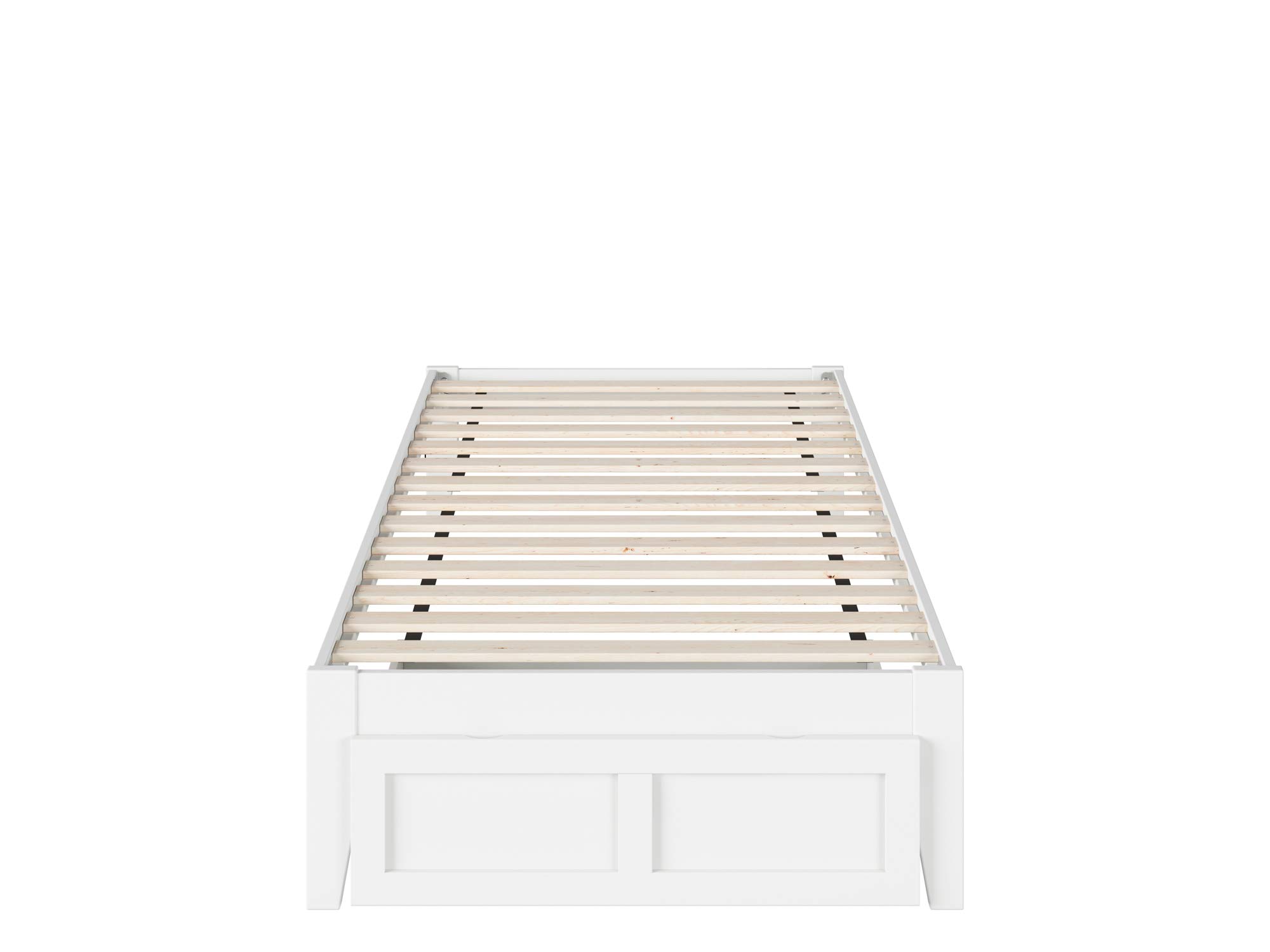 AFI Colorado Twin XL Platform Bed with Foot Drawer & USB Charger - Modern White Wooden Bed Frame for Small Spaces, Dorm Rooms & Guest Bedrooms