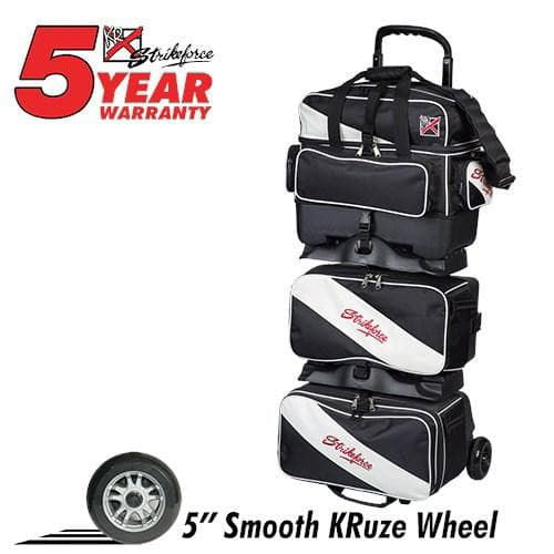 KR Strikeforce Fast 6 Ball Roller Bowling Bag - Black & White for Professional & League Bowlers - Perfect for Tournaments, Practice & Travel
