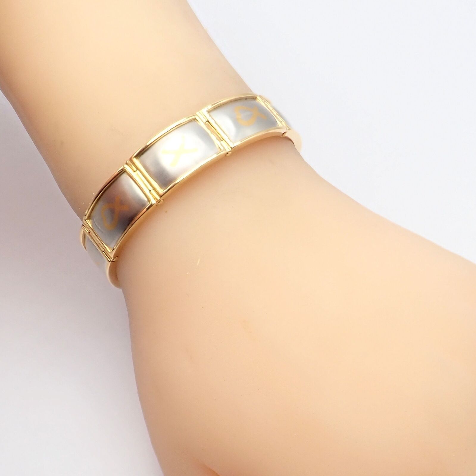 Authentic Tiffany & Co 18k Yellow Gold & Platinum Picasso Signature 9 Panel Bracelet - Luxury Vintage Jewelry for Women - Perfect for Gifts, Weddings & Special Occasions