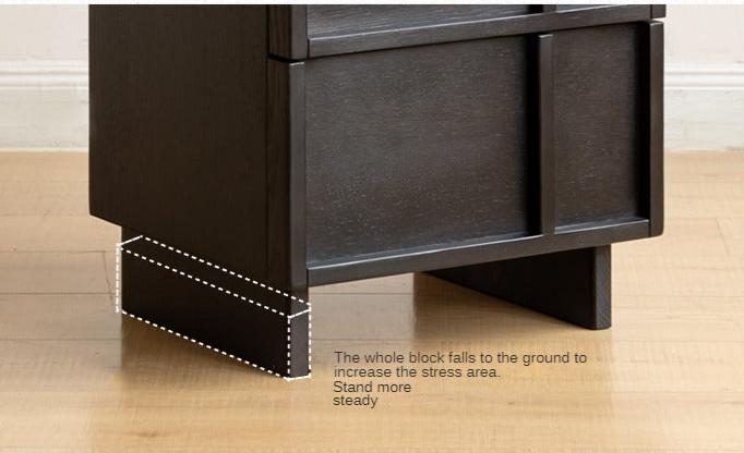 Modern Black Oak Solid Wood Nightstand with Storage - Stylish Bedside Table for Bedroom, Living Room, or Office