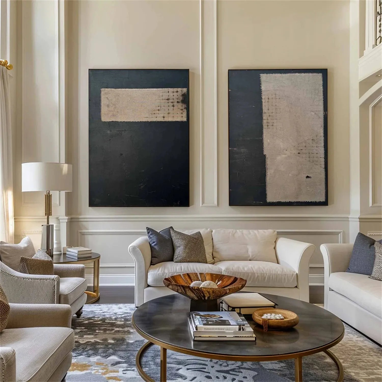 Abstract Tranquility Set of 2 Wall Art Paintings - Modern Minimalist Canvas Prints for Living Room, Bedroom & Office Decor #WS167