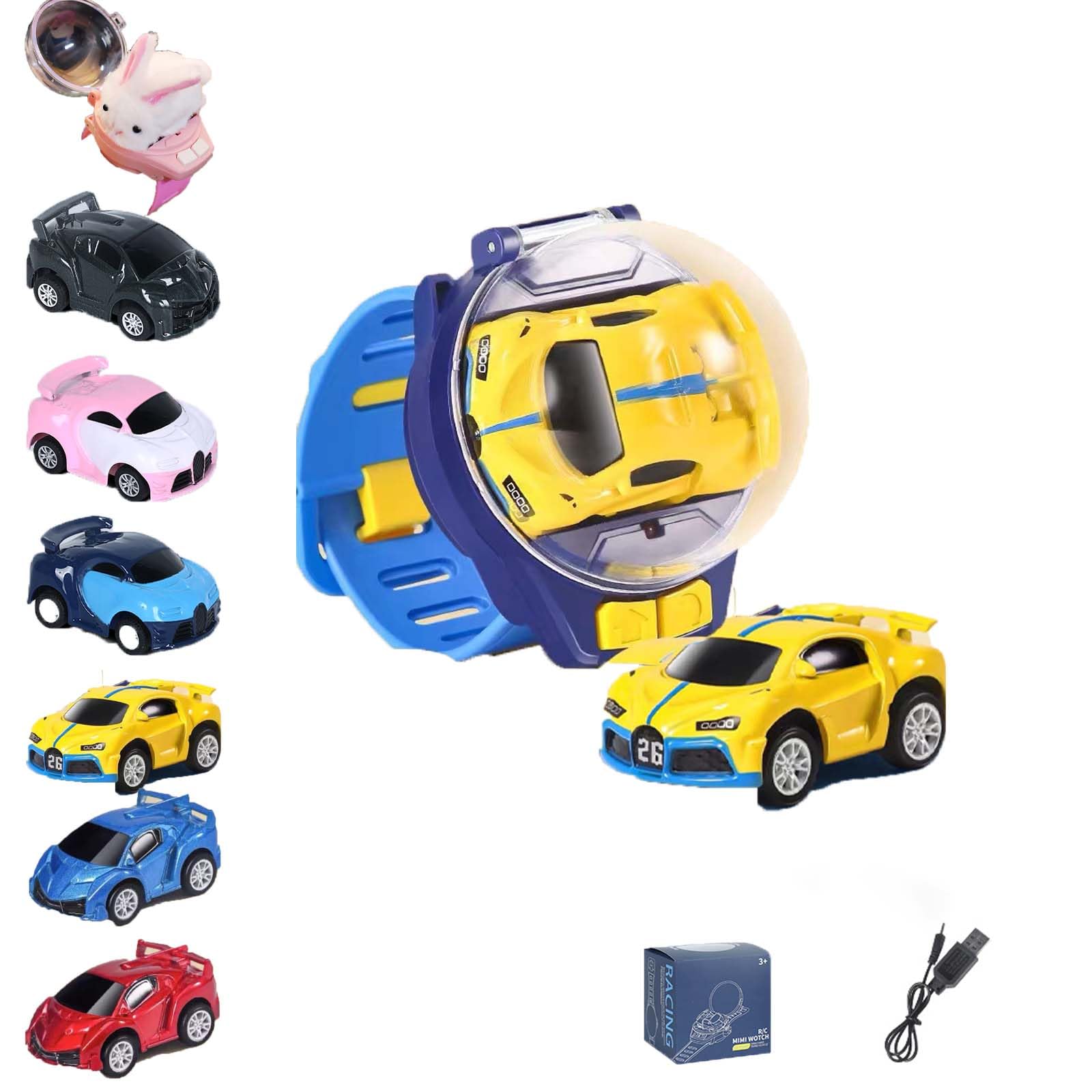 **Remote Control Car Toy - Rechargeable Wrist Watch RC Car with LED Lights, Long Distance Control, Fall & Collision Resistant - Perfect for Kids Indoor/Outdoor Play (Yellow)**