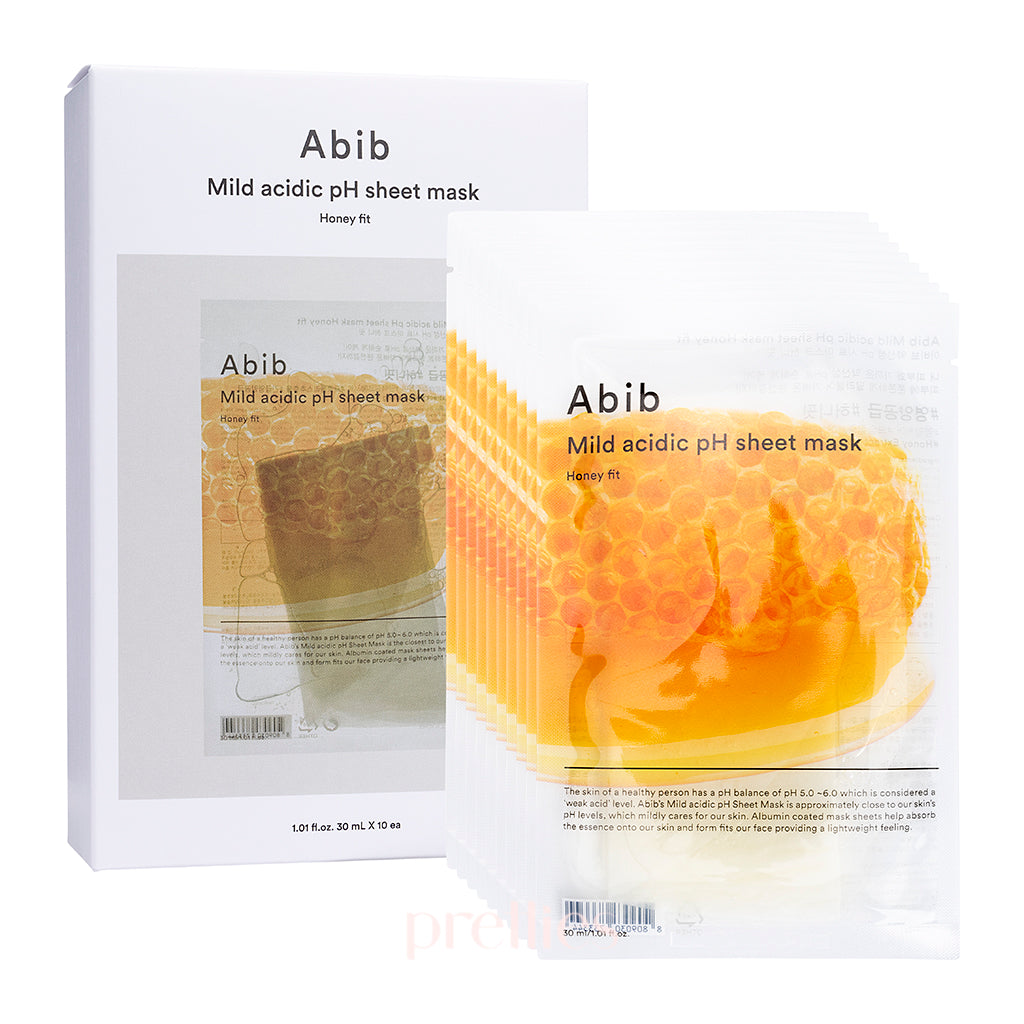 Abib Mild Acidic PH Sheet Mask - Honey Fit (10 Sheet/Box) | Hydrating & Soothing Face Mask for Dry & Sensitive Skin | Korean Skincare for Daily Use & Spa Days