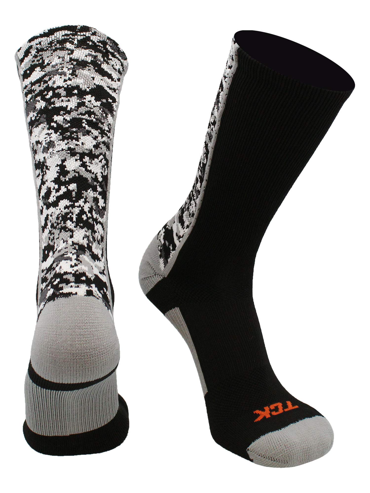 TCK Athletic Crew Socks - Moisture Wicking Performance Socks for Football, Basketball & Lacrosse - Digital Camo Design for Sports & Workout Comfort
