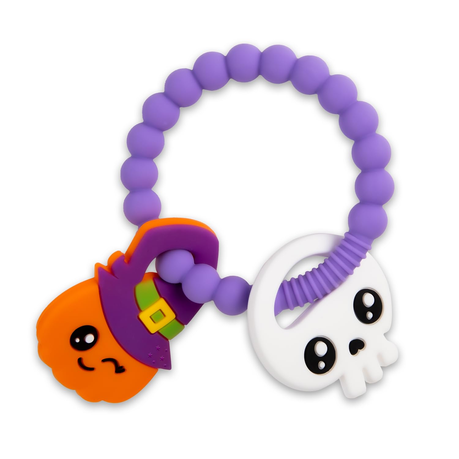 Hongteya Halloween Baby Pumpkin Teether - BPA Free Silicone Teething Toys for Boys & Girls, Safe Chew Toys for Infants, Perfect Halloween & Nightmare Before Christmas Gift (2-Pack) - Ideal for Soothing Sore Gums During Holidays & Travel