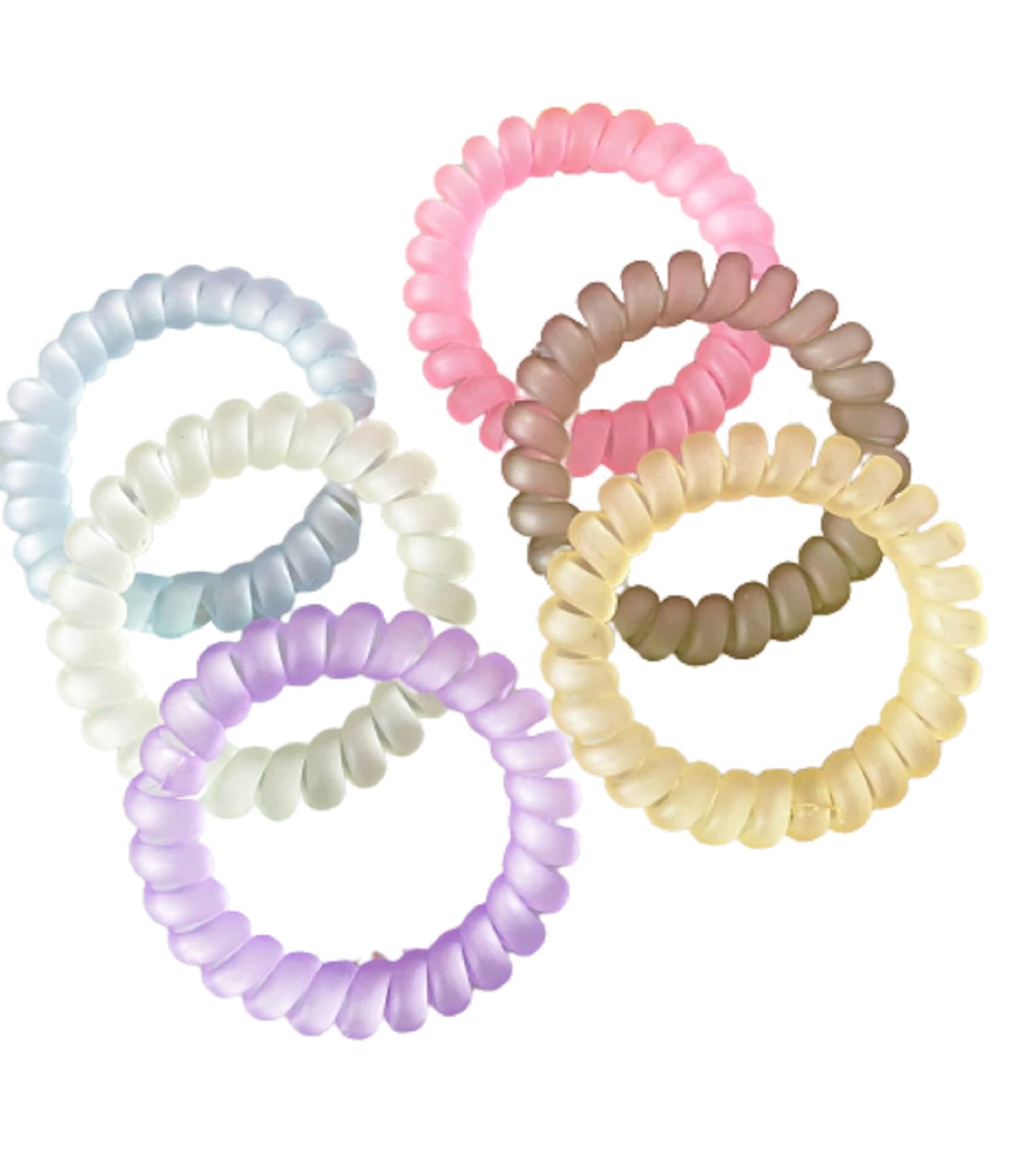 AARTISAI - 5 Pack Colorful Spiral Hair Ties, Seamless Elastic Hair Bands, No Crease Hair Coils, Phone Cord Ponytail Holders for Women & Girls - Perfect for School, Work, Gym & Everyday Use