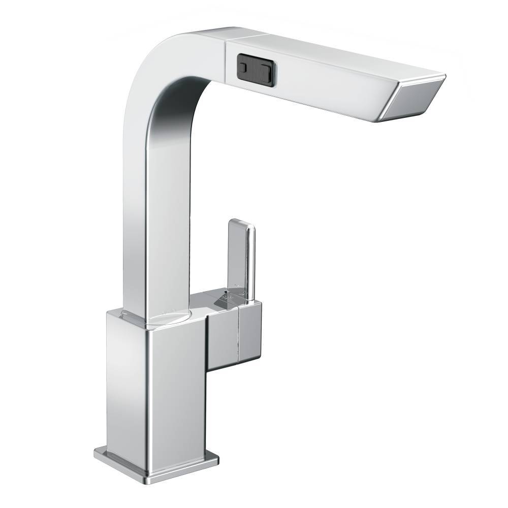 Moen S7597C 90-Degree Pull-Down Kitchen Faucet with Sprayer in Chrome - Perfect for Modern Kitchens & Easy Dishwashing