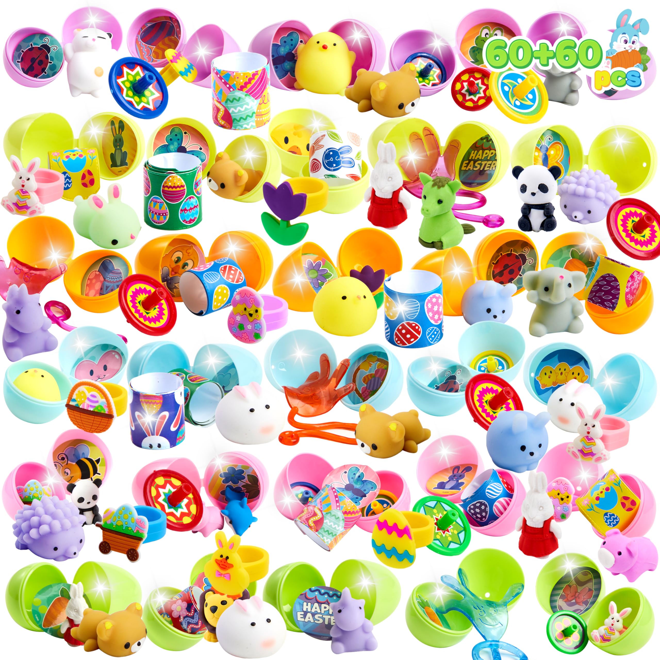 JOYIN 60 PCS Pastel Easter Eggs with Assorted Toys Inside - Easter Egg Hunt Supplies, Kids Basket Stuffers, Party Favors & Classroom Prizes - Perfect for Easter Celebrations, Birthday Parties & School Events
