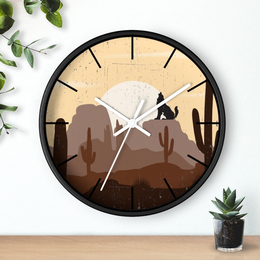 Wolf Mountain Sunrise Wall Clock - Silent Non-Ticking Battery Operated Round Clock for Living Room, Bedroom, Office & Home Decor