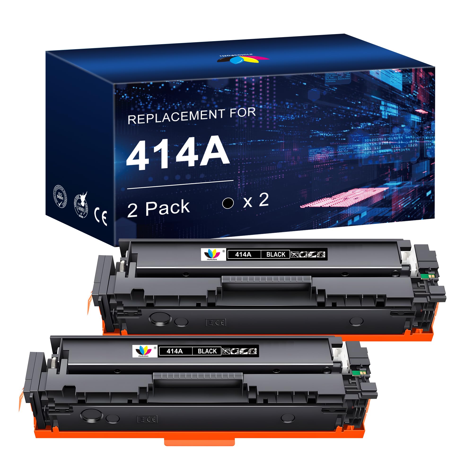 HP 414A W2020A Compatible Black Toner Cartridge (2-Pack) - Replacement for HP Color LaserJet Pro MFP M479fdw/M479fdn/M454dw/M454dn/M480f/M479 Printers - Ideal for Office & Home Printing Needs